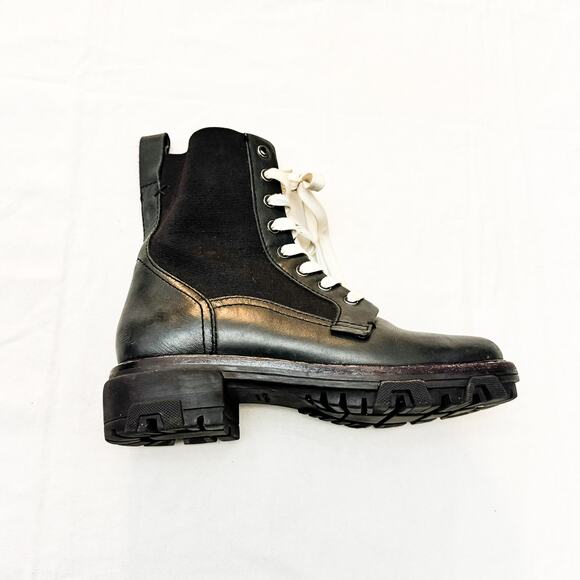Rag & Bone Shiloh Black Combat Boot White Laces Size 37.5 MINT - Picture 4 of 5